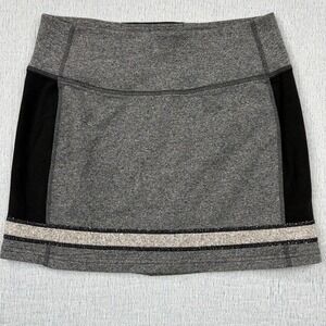 Lululemon Refresh Skirt Womens Size 6 French Terry Heather Gray Black Mini